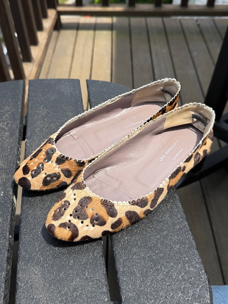 Anya Hindmarch Ponyhair Leopard Print Ballet Flats Guc Women's 7 / 37